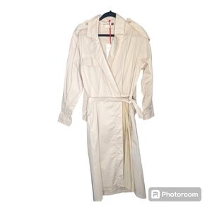 ZARA SRPLS Khaki Oversized Trench Dress with Pleated Skirt, Small